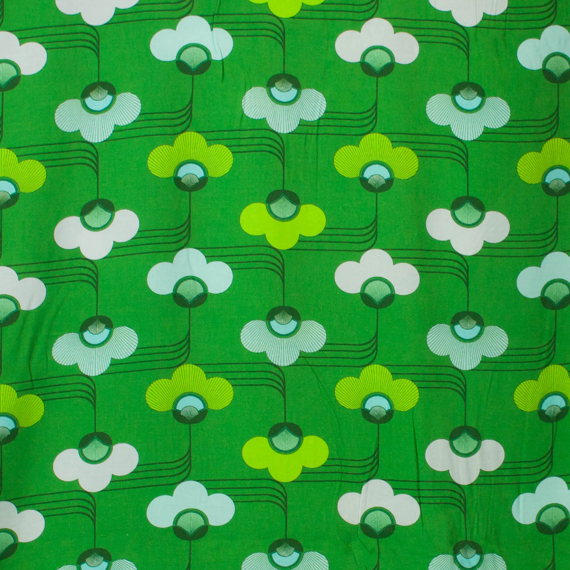 Groene viscose met retro bloemen - A La Ville